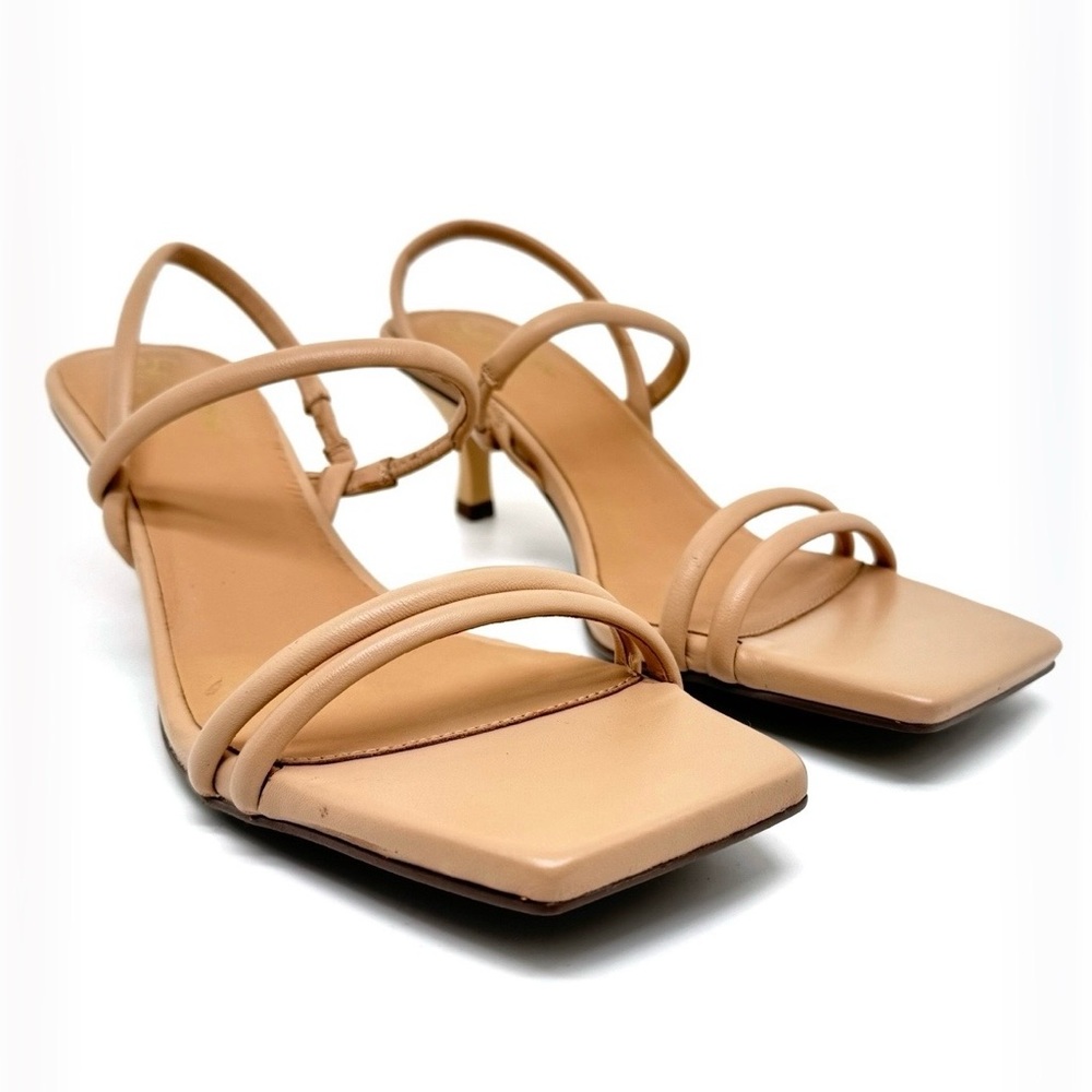 Seychelles Banks Leather Strappy Sandals Vacchetta Neutral Kitten Heels Size 8.5